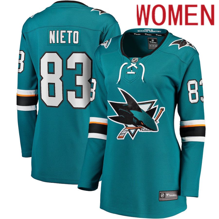 Women San Jose Sharks #83 Matt Nieto Fanatics Branded Teal Breakaway Player NHL Jersey
